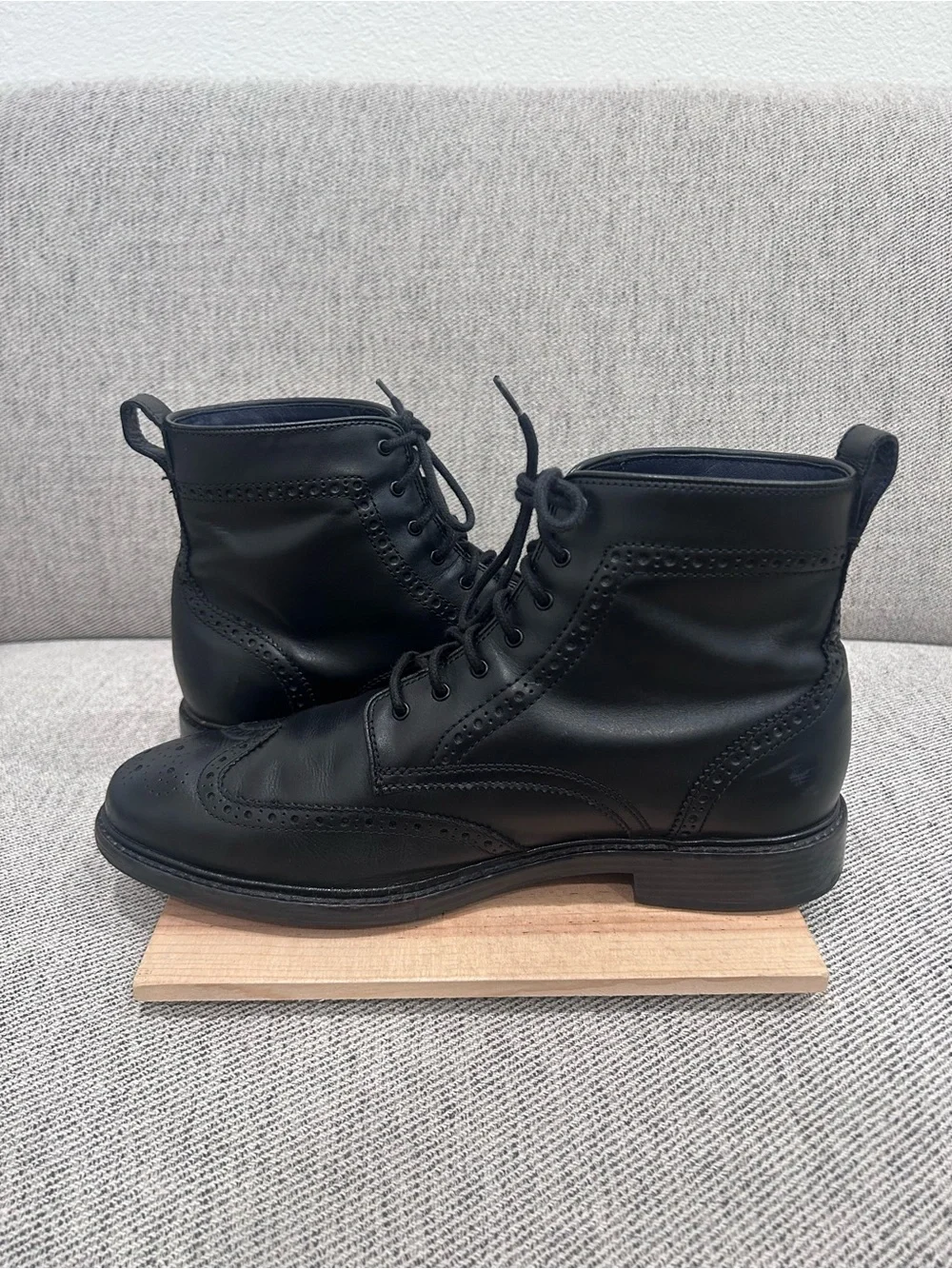 Cole Haan Black Leather Brogue Chukka Boots